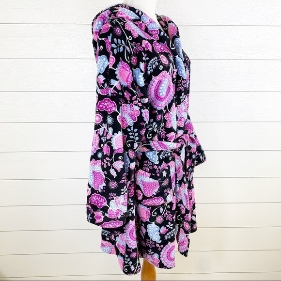 Vera Bradley Hooded Fleece Bathrobe Robe Alpine Floral Cottagecore - Picture 3 of 11